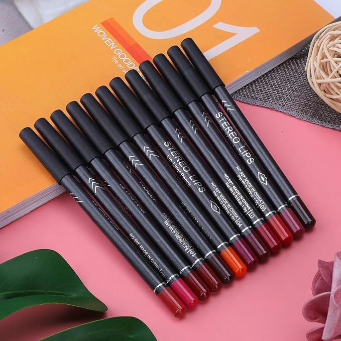 12 Colors Lip Liner Pencil, Lip Makeup Soft Pencils, Mattee Waterproof Lip Liner Pencil Lipstick Pen Long-lasting Comestic Tool Matte Lip Liner Pencil Set
