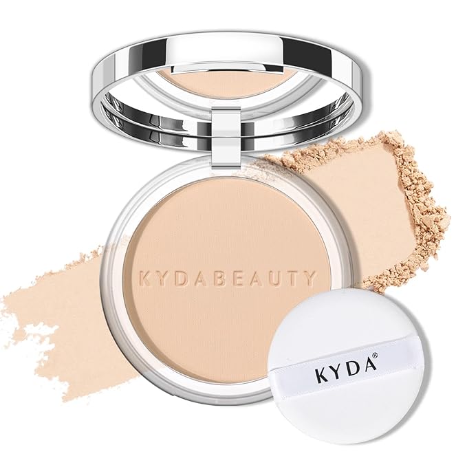KYDA Mineral Powder, 4-in-1 Pressed Mineral Powder Foundation, SPF 35, Matte Pressed Foundation with Concealer and Setting Makeup, Lightweight Flawless Coverage, PORCELAIN