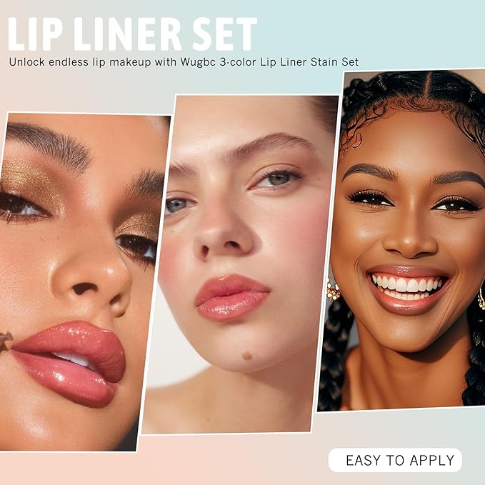 3 Colors Lip Stain Peel Off Long Lasting Brown Lip Liner Set Waterproof Transfer Proof Nude Lip Tint Matte Finish Tattoo Lipstain Marker Non-Stick Cup Lip Gloss Makeup for Women
