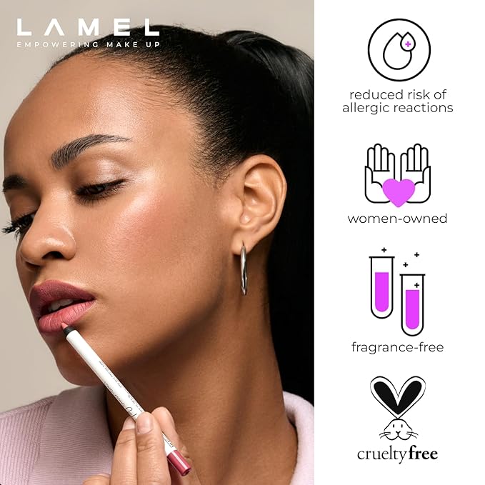 Matte Gel Lip Liner Pencil | Weightless & CreamyTexture - Sharpenable - Longwear & Waterproof - High Pigmented & Flawless Finish - Cruelty-free & Paraben-Free, 408, 1,7g/0.05oz. (Rose Plum)