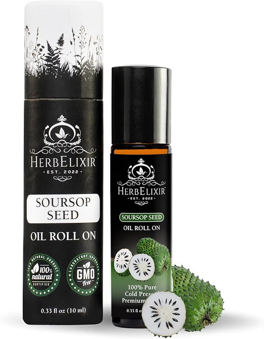 Soursop Facial Oil Roll On (10ml) Vitamin C Oil Face Roller for Ayurveda Skin Care, Face Oil, Skin Oil, Eye Roller, Facial Roller, Roller for Face, Nourish and Revitalize Skin