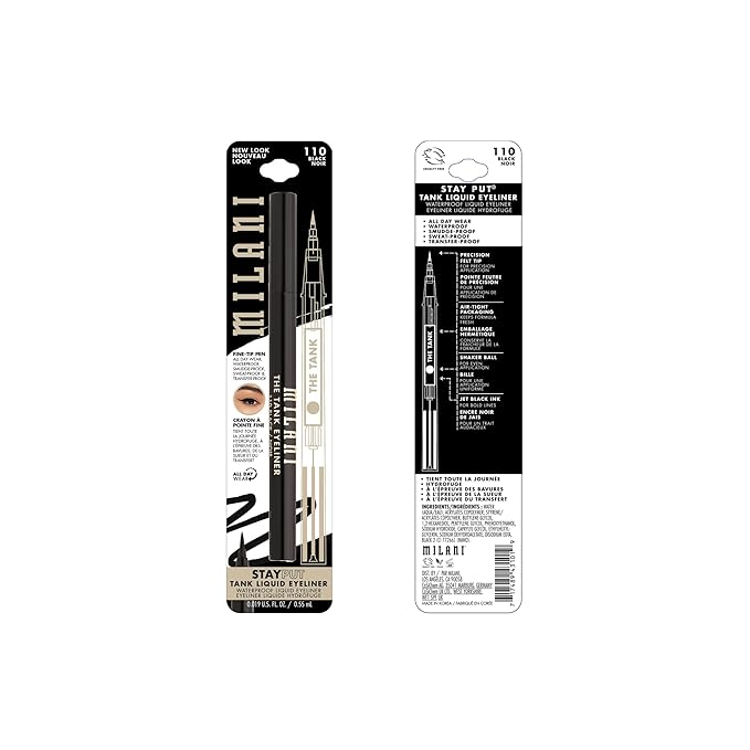 Milani The Tank Liquid Eyeliner - No-Skip, Waterproof, Long Lasting, Smudgeproof, Black, Cruelty-Free, 12 Hour Wear, Tips & Tricks