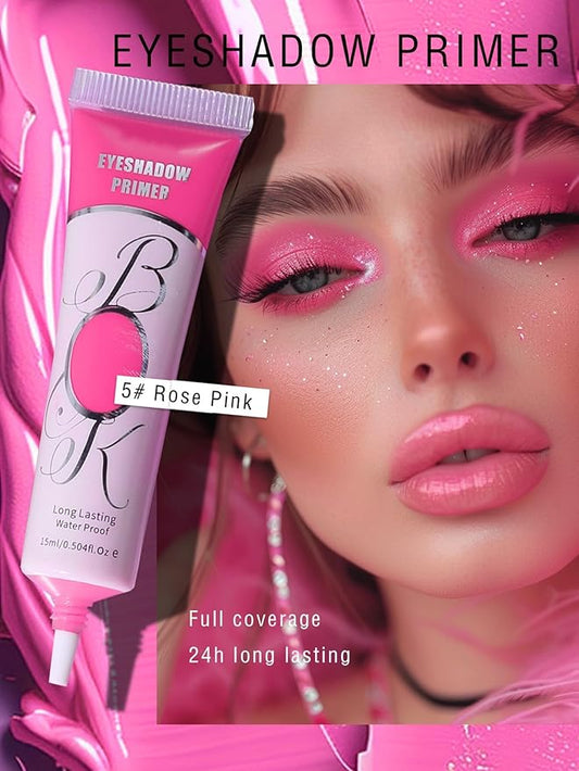 MAEPEOR Matte Eyeshadow Primer 6 Colors Prevent Oily Lids and Creasing Eye Primer Base Long-lasting Waterproof & Smudgeproof Eye Base Makeup for All Shadows (5 Rose Pink)