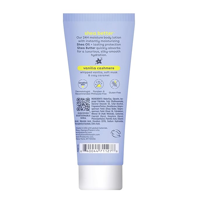 eos 24H Moisture Travel Body Lotion- Vanilla Cashmere, Travel Size Essential, Toiletries, Mini Body Lotion For Dry Skin, 2.5 fl oz (Pack of 2)
