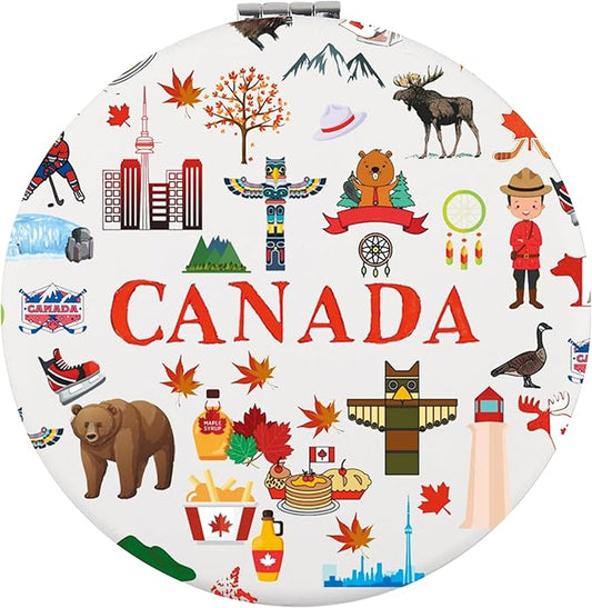 LQRI Canada Travel Makeup Compact Mirror Canada Vacation Trip Gift Canada Lover Pocket Mirror Canadian Gift