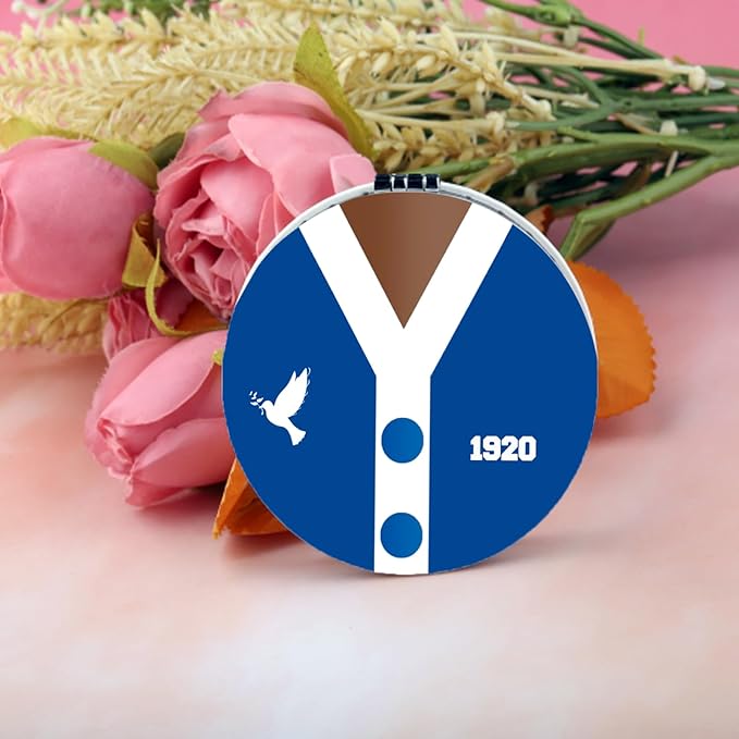 BEKECH F Women Compact Mirror Blue and White Dove Gift Sorority Makeup Mirror Sisterhood Gift
