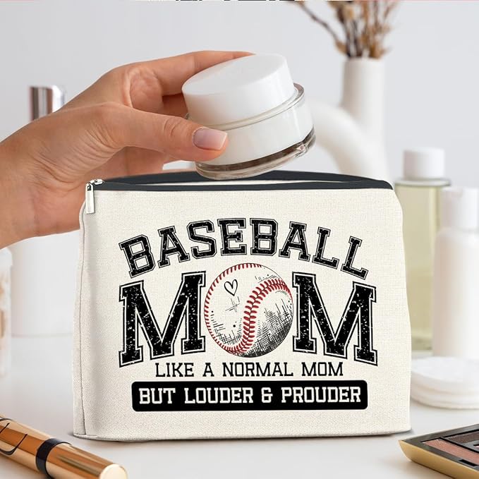 Baseball Mom Gifts for Women Makeup Bag Funny Baseball Mom Cosmetic Bag Zipper Makeup Pouch
