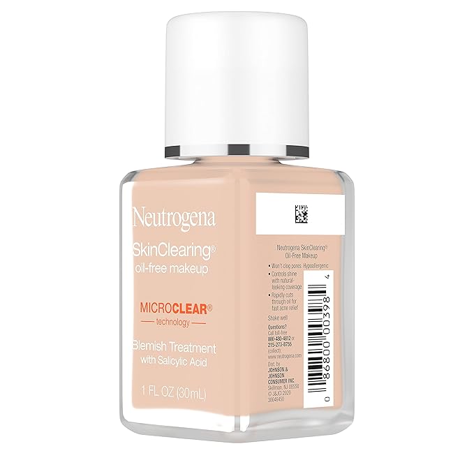 Neutrogena SkinClearing Oil-Free Makeup, Soft Beige 50, 1 Fl. Oz (Pack of 1)