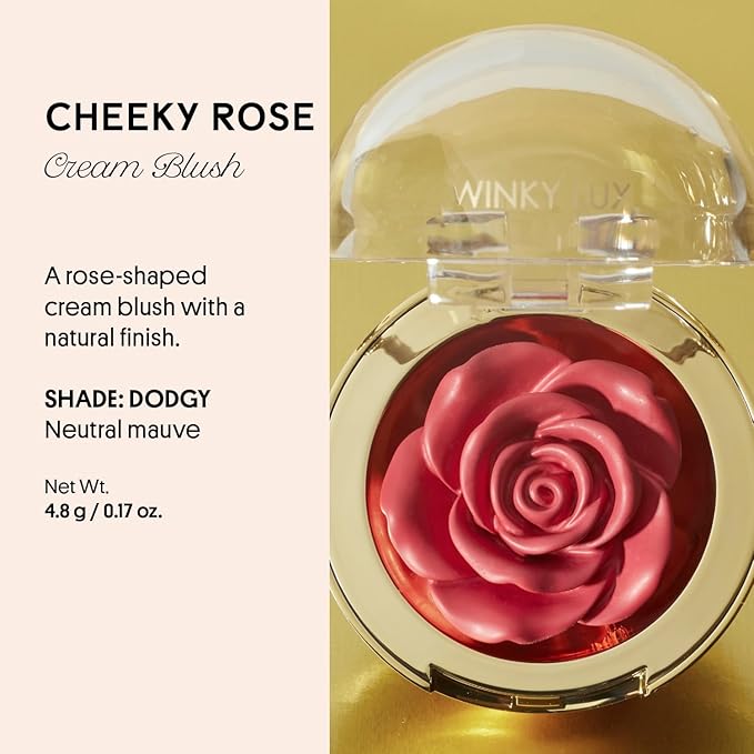 Winky Lux Cheeky Rose, Cream Blush for Cheeks, Flower Blush with Vitamin E, Makeup Blush and Flower Makeup, Mauve Dodgy