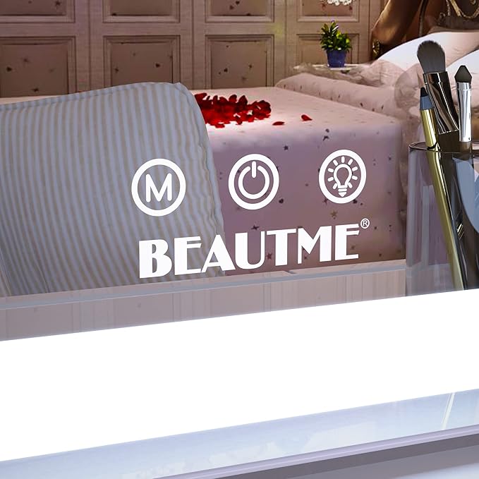 ANYHI Extra Large Vanity Mirror with LED Light, 40"x24.3" Hollywood Vanity Mirror with 10X Magnifying, Big Size Makeup Mirror, Tabletop/Wall Mounted, White