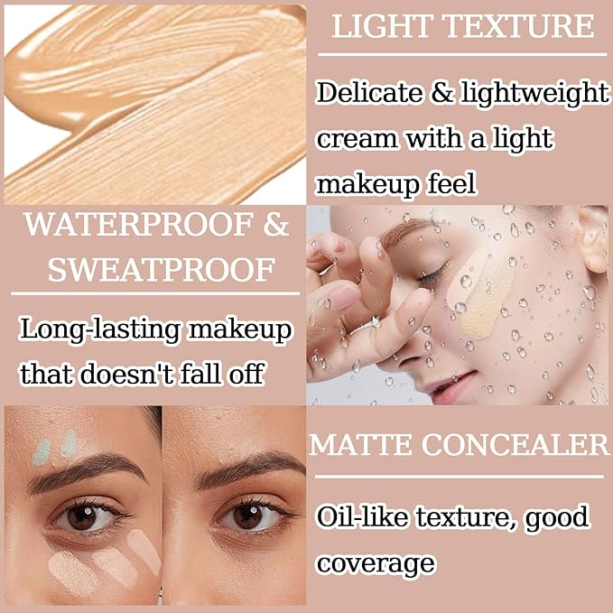 6 Colors Correcting Concealer Palette,Colors Corrector Palette,Moisturizing Full Coverage Liquid Foundation Cream Contour Makeup Palette with Brush