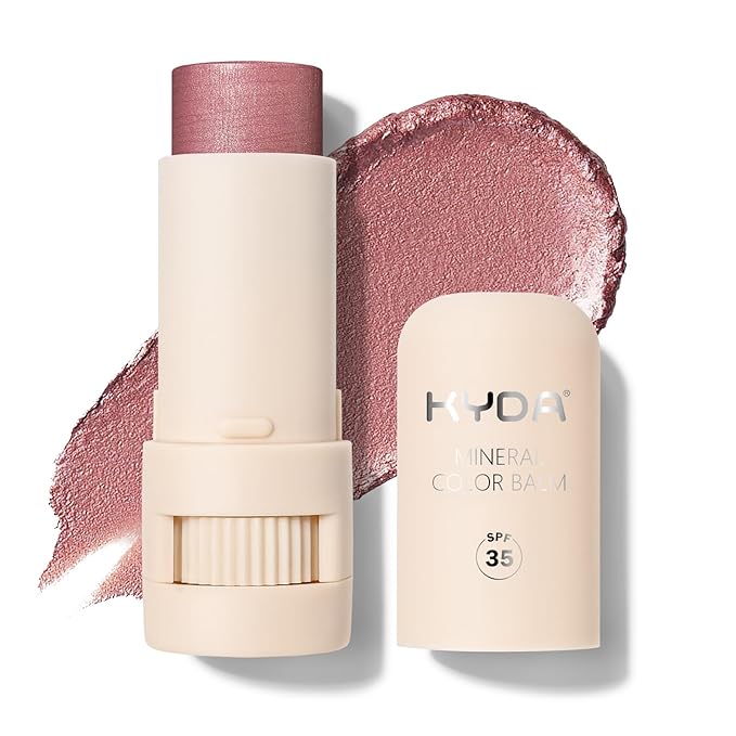 KYDA Mineral Color Balm, SPF 35, Creamy Blendable Color for Lips&Cheeks, Buildable Shimmer Finish, Lightweight Formula, Multiuse Makeup Stick, ROSE