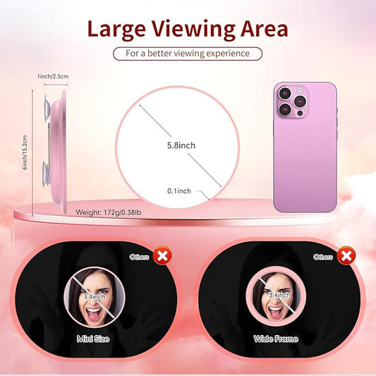 Travel Magnifying Mirror 20x Large 6” Diameter Makeup Mirror with Magnification 20x, Portable Handheld Close Up Magnified Mirror with Stand & Suction Cups, Perfect for Makeup, Shaving, Deep Cleaning