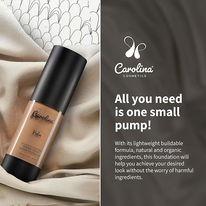 Plant-Based Foundation in Palm Shade - Hydrating, Pore-Minimizing & Buildable Coverage - Vegan, Non-GMO, Gluten-Free, Paraben-Free- Sun Protection - 1Fl Oz