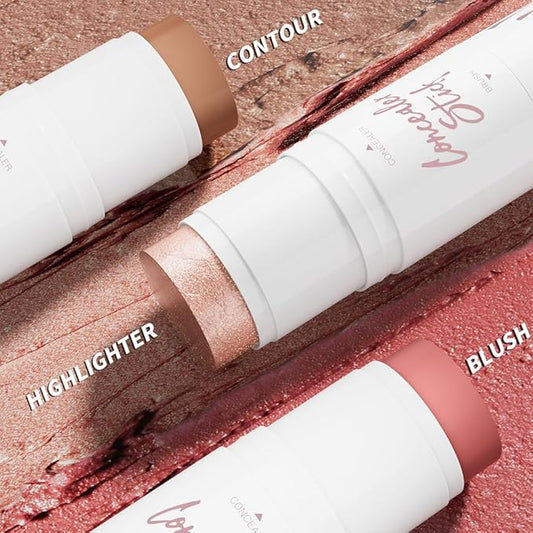 HelloKiss Concealer Brighten Stick Makeup Sticks Blush Stick With Soft Brush Waterproof Multi-Use Longwear Makeup (M09#)