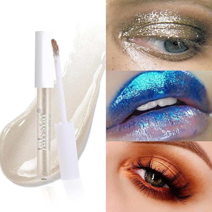 10 Color Glitter Liquid Eyeshadow Set Metallic Shimmer Eye Shadow Sparkling Eyeshadow Gift Set for Women Waterproof Quick Drying