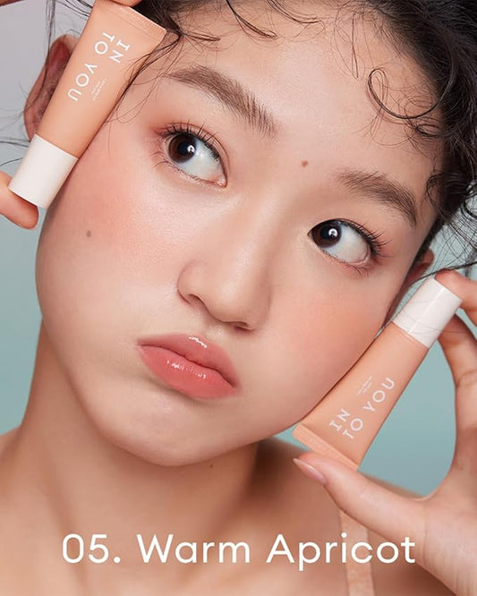 INTO YOU Liquid Blush for Cheeks, Water Sense Evolves Into Soft Fog Powder Matte and Natural Finish, Light and Comfortable Cream to Hold Makeup, Warm Apricot(A05)
