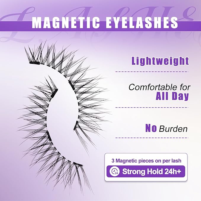 2-Pairs Reusable Magnetic Eyelashes with Applicator: Natural Look, Reusable, No Glue or Liner Needed, Wendy, K8+604-1