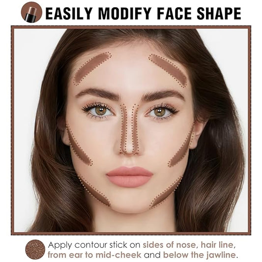 FOCALLURE Cream Contour Stick, Matte Bronzer Stick, Professional Face Shaping & Contouring Stick Makeup, Easy to Apply with Buildable Coverage, Long Lasting & Sweatproof, SPICE
