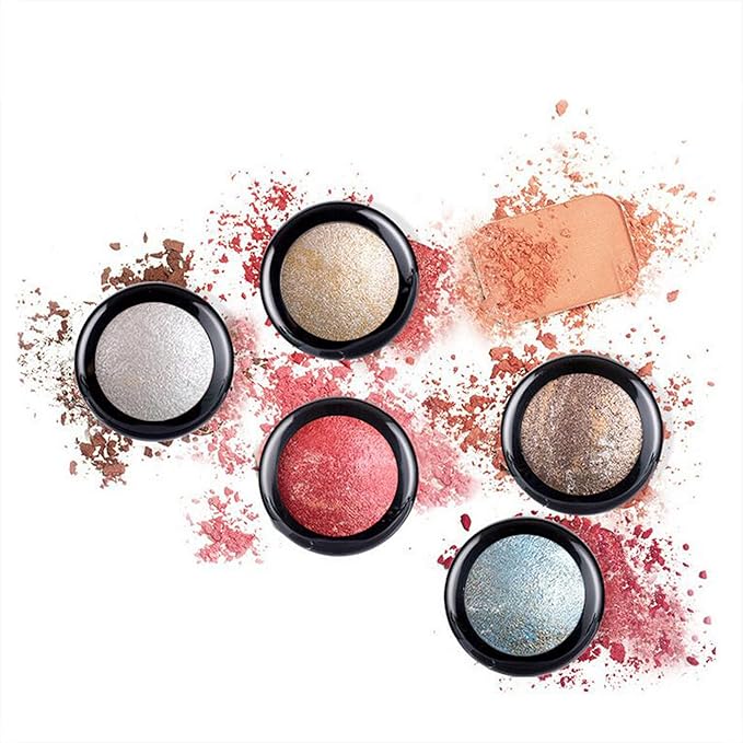 Mallofusa Single Shade Baked Eye Shadow Powder Palette Glitter Makeup Kit in Shimmer 15 Metallic Colors (Pumpkin Orange) 8g/0.28oz