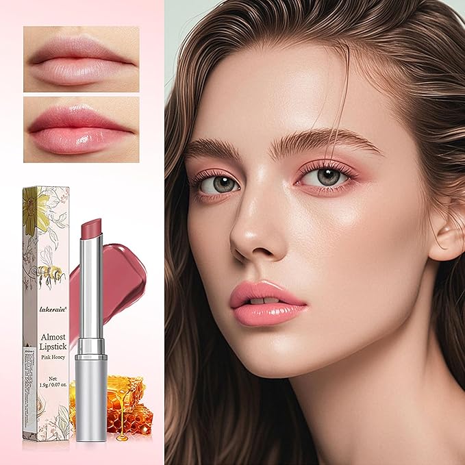 2Pcs Honey Lipstick Tinted Lip Balm, Black and Pink Lipstick, Hydrating Natural Glossy Lip Balm, Sheer Lightweight Color, Moisturizing Lip Makeup Lip Care Balm for Repairing Dry Lips