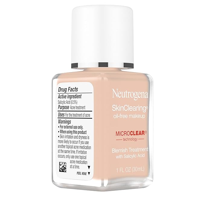 Neutrogena SkinClearing Oil-Free Makeup, Soft Beige 50, 1 Fl. Oz (Pack of 1)