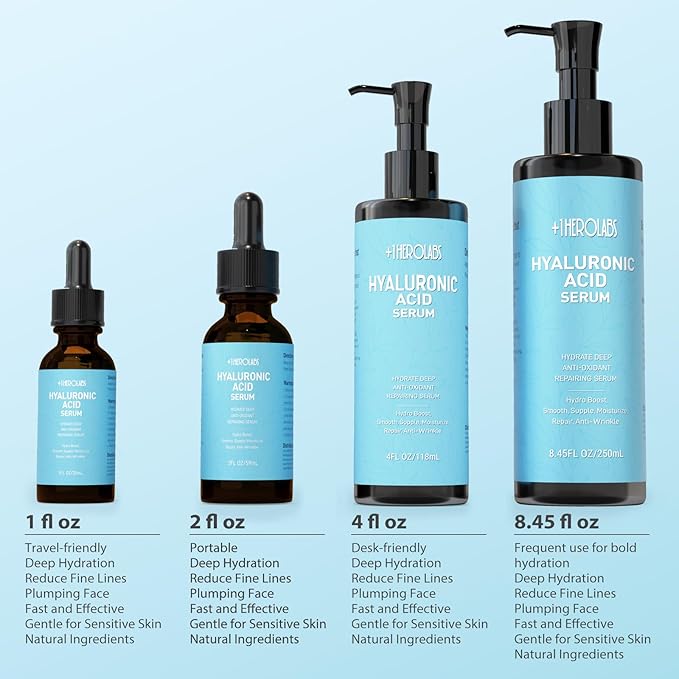 Hyaluronic Acid Serum for Face with Vitamin B5, C, E & Niacinamide, Hydrating & Plumping Face Serum for Sensitive Skin, Fragrance-Free 2 Fl Oz