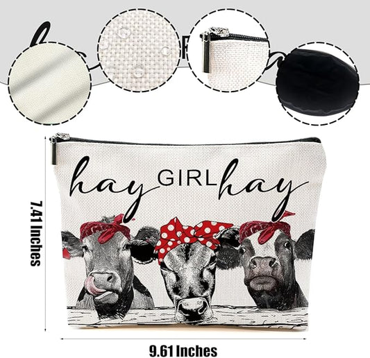 2pcs Funny Farm Animals Cow Stuff Western Makeup Bag, Farm Animals Cosmetic Bag Cow Gifts for Women Female Girls Sister BFF, Christmas Birthday Gift, Western Stuff Travel Toiletry Bags