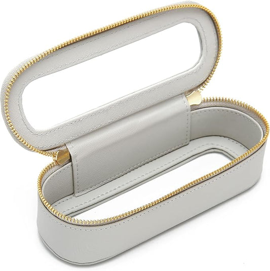 Aveniee Slim Clear Makeup Brush Bag, Small Cosmetic Brush Holder, Mini Travel Toiletry Case for Women, Thin Make up Organizer with Dual Zipper for Travel Essentials - Grey