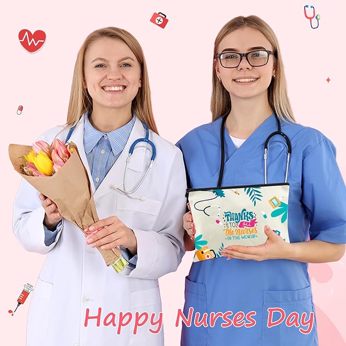 30 Pack Nurse Makeup Bags Nurse Cosmetic Bags Bulk Nurse Gift Survival Kit Funny Nursing Travel Toiletry Makeup Bag Nurse Appreciation Gifts for Women Men Thank You Nurse Appreciation Week Gift