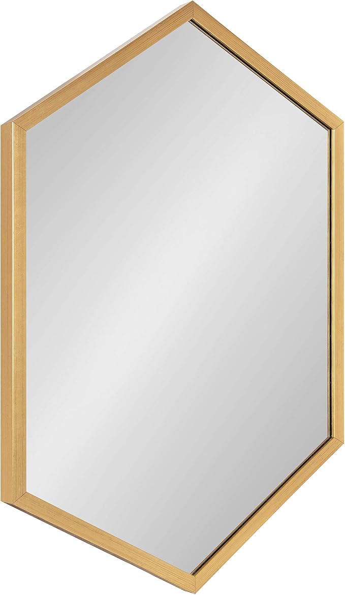 Kate and Laurel Laverty Glam Framed Framed Hexagon Mirror, 22 x 31, Gold, Modern Geometric Wall Decor