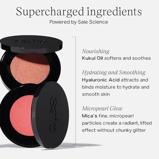 Saie Glow Sculpt Multi-Use Highlighter + Cream Blush Refill - Lightweight with Hyaluronic Acid + Micropearl for Radiant, Glowing Skin - Peachglow (.02 oz)