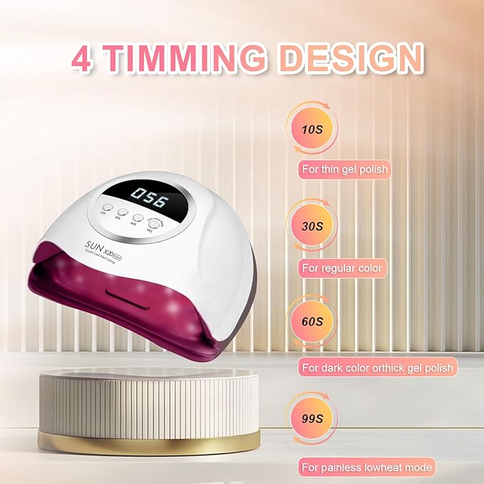 320W UV LED Nail Lamp, Professional Nail Dryer Gel Polish Light with 72 Beads, UV Nail Light with 4 Timer Settings, Nail Polish Curing Gel LED Dryer with Automatic Sensor, LCD Display