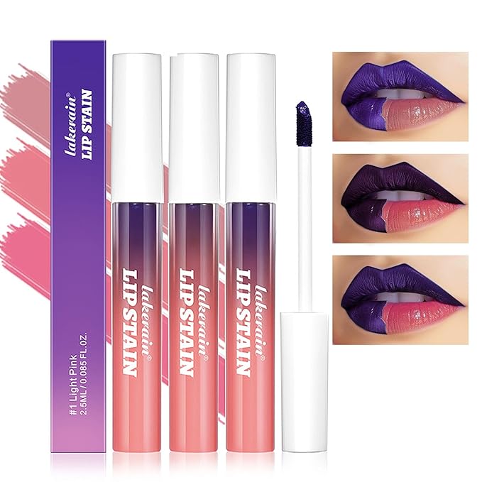3Pcs Peel Off Lip Stain Lip Tint Set, Langlebiger Peel Off Matter Lipgloss,Matte Liquid Lippenstift Nude Lip Gloss Wasserdichter Lip Tint Fleck Antihaft Cup Peel Off Lippenstift für Frauen