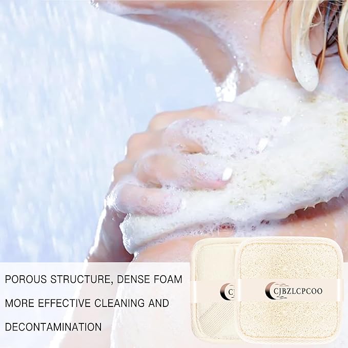 Natural Real Egyptian Shower Loofah Sponge Body Scrubber Provide a Refreshingly - Deep Clean to Your Face & Body -5 x 5 Inch-3Pack