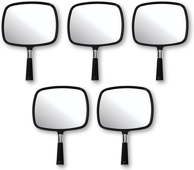 Mirrorvana Pack of 5 Large & Comfy Hand Held Mirror (Black)