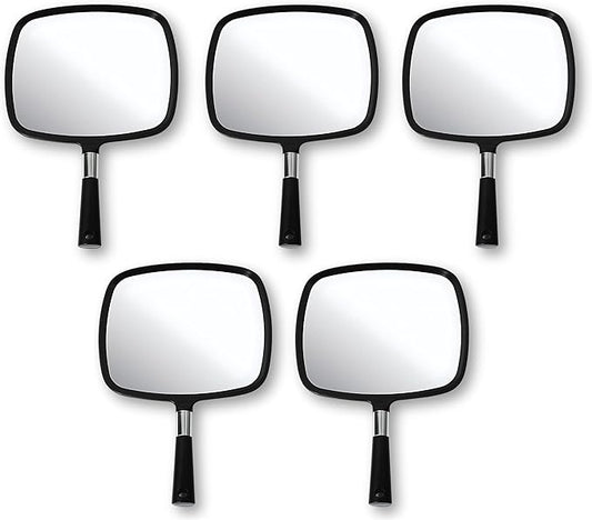 Mirrorvana Pack of 5 Large & Comfy Hand Held Mirror (Black)