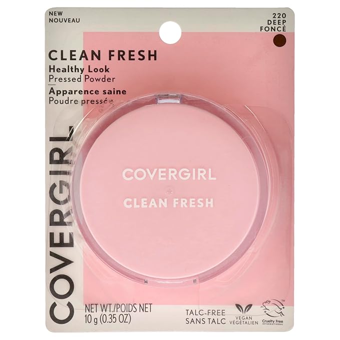 COVERGIRL Clean Fresh Pressed Powder, Deep, 0.35 Ounce, 220 Deep (99350052598)