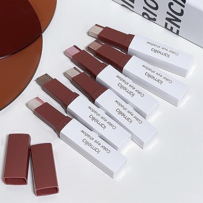 6 Pcs Glitter Eyeshadow Stick Two Color Eye Shadow Pencils with Waterproof and Retractable Eye Shadow for Glitter Makeup(Two-Color)