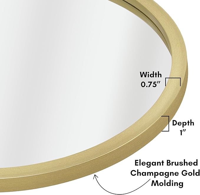 Americanflat 20" Round Mirror - Hanging Mirrors with Durable Frame - Modern Mirror for Bathroom, Bedroom, Living Room - Mirrors for Wall Display and Home Decor - Gold