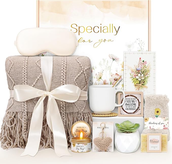 Get Well Gifts for Women Self Care Gifts, Sympathy Gift Baskets Spa Gifts Set, Thinking of You Inspirational Hug in a Box Gifts for Mom Her Friend Sister Wife Girlfriend