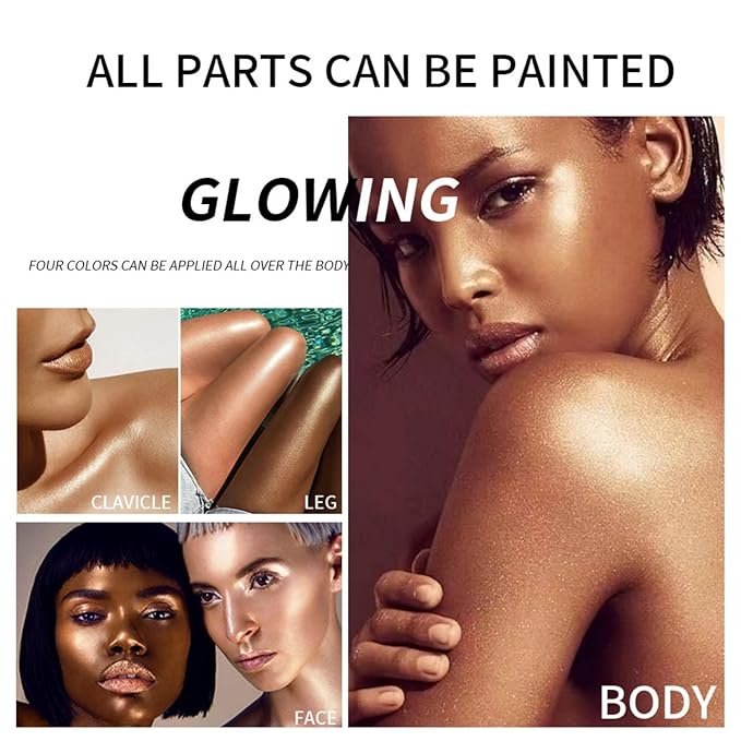 MAEPEOR Body Luminizer 5 Colors Smooth Subtle Shimmer Illuminator Moisturizing Long Lasting Summer Glow for Face and Body (40ML, 04 Glistening Bronze)