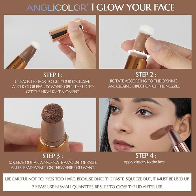 3PC Liquid Contour Blush Highlighter Beauty Wand Set - Smooth & Lightweight Contour Stick for Liquid Contour, Blush, Highlighter Application, Vegan & Cruelty-Free (01+02+05)