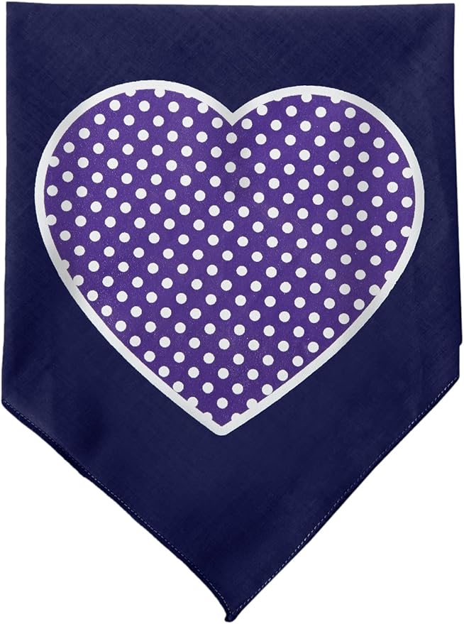 Mirage Pet Products Purple Swiss Dot Heart Screen Print Bandana for Pets, Small, Navy Blue