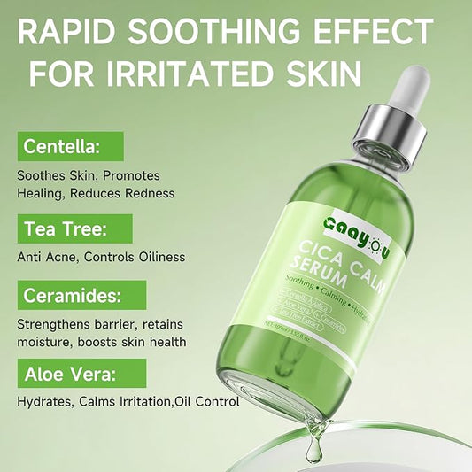 Centella Asiatica Serum Centella Tea Tree Ampoule Facial Serum Korean Centella Serum for Acne-Prone Oil Skin Soothing, Calming, Reduce Redness 105ml