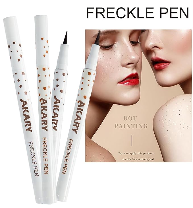 AKARY Freckle Pen Professional Lifelike Face Concealer Point Out Natural Waterproof Longlasting Soft Artificial Fine Makeup Freckle Pen Life Face Decoration (#01 Light Brown)