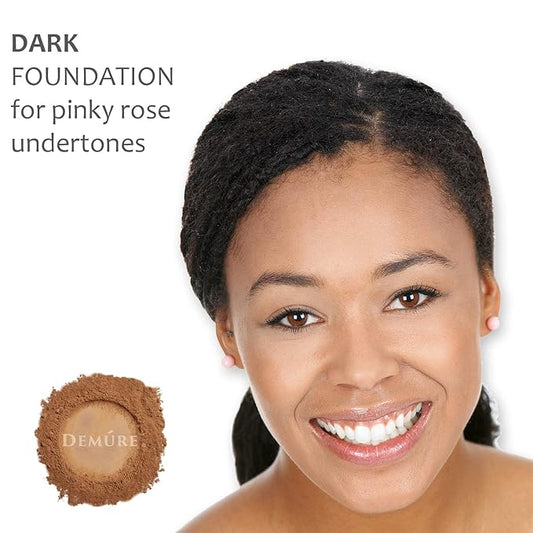 Demure Mineral Make Up, Dark Mineral Foundation Makeup, Concealer Makeup, Natural Makeup Made with Pure Crushed Minerals, Loose Face Powder. Demure Mineral Makeup