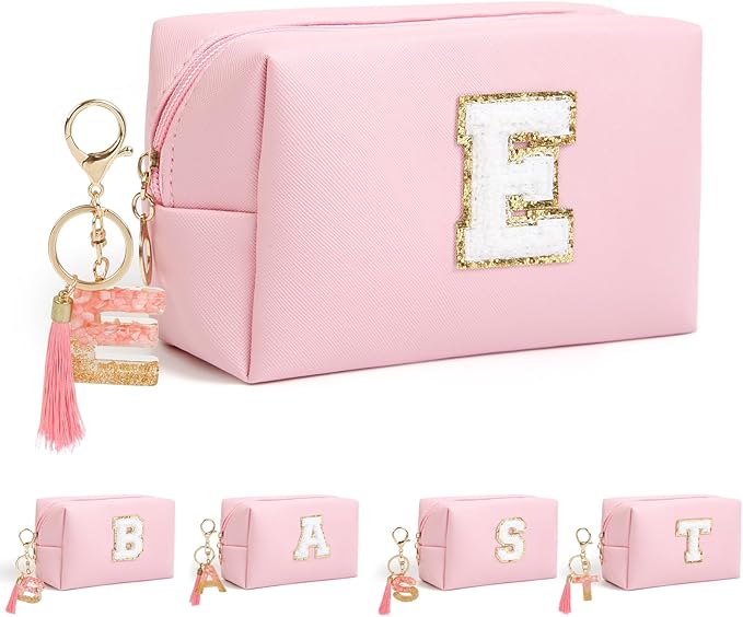 Birthday Gifts for Women Her,Travel Cute Makeup Bag,Large Capacity Cosmetic Bags for Women Makeup Pouch PU Leather Waterproof Cosmetic Bag (E, Pink)