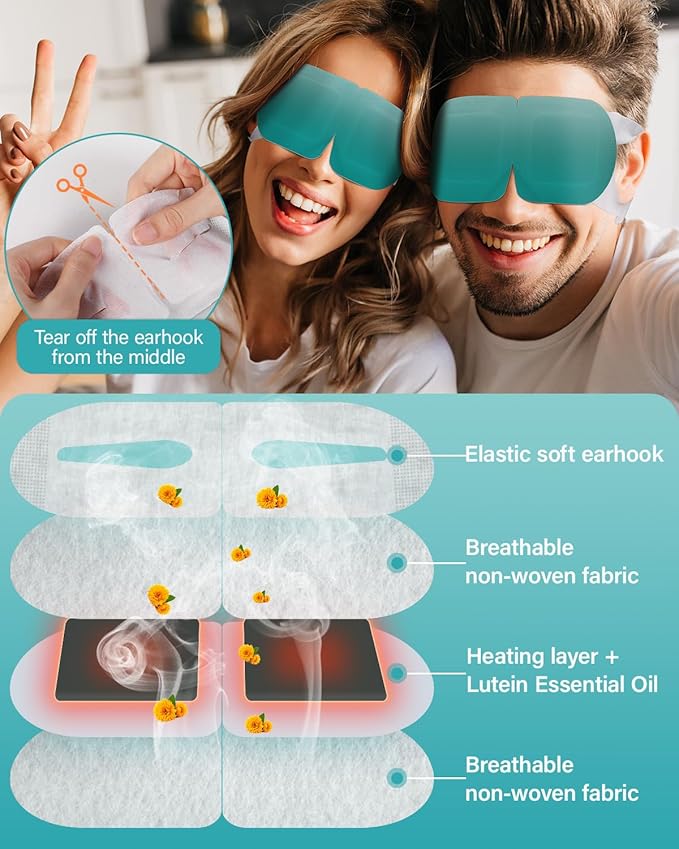 16 Packs Steam Eye Mask Lutein, Heated Eye Masks Bluebell Scent Relaxing Gifts for Women Soothing Eye Fatigue Hot Sleep Mask, Warm Eye Compress for Dry Eyes, Disposable Eye Mask for Travel Essentials
