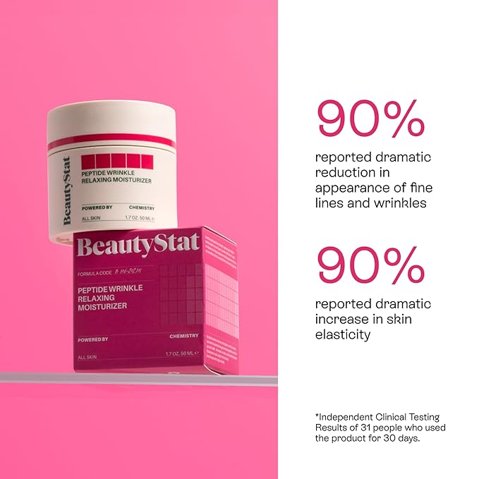 BeautyStat Peptide Wrinkle Relaxing Moisturizer - Made in the USA - Created by a 20+ Year Skincare Veteran Cosmetic Chemist - 1.7oz/50ml